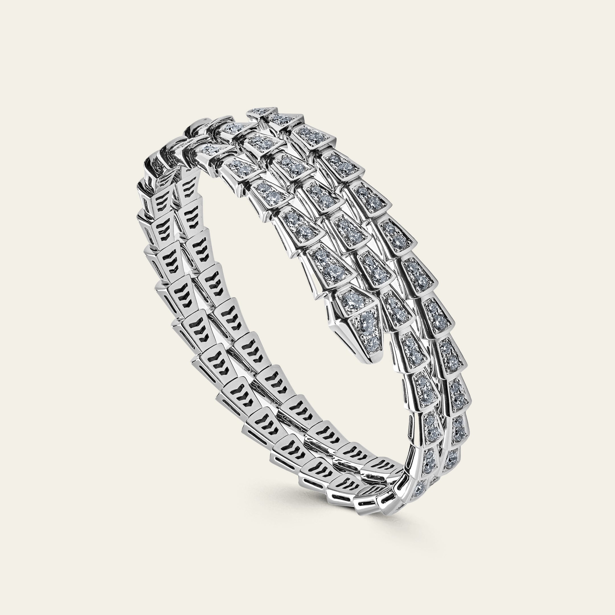 BVLGARI Serpenti Two-Coil Bracelet White Gold Diamond 357274