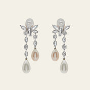 Graff Platinum and White Gold Diamond and Pearl Drop Earrings