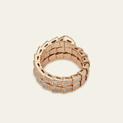 BVLGARI Serpenti Viper Two-Coil Ring Rose Gold Full Pavé Diamonds 357262