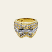 Yellow and White Gold Diamond Vintage "Bowtie" Ring