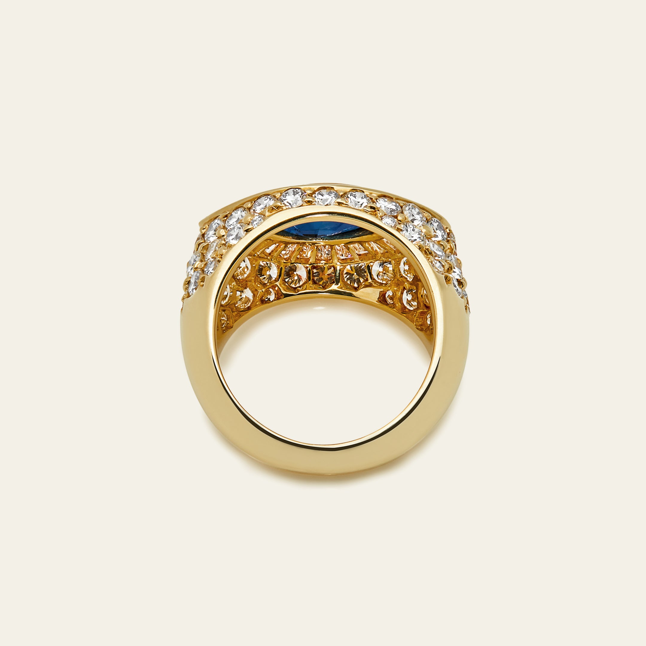 Yellow Gold Marquise Sapphire and Diamond Ring