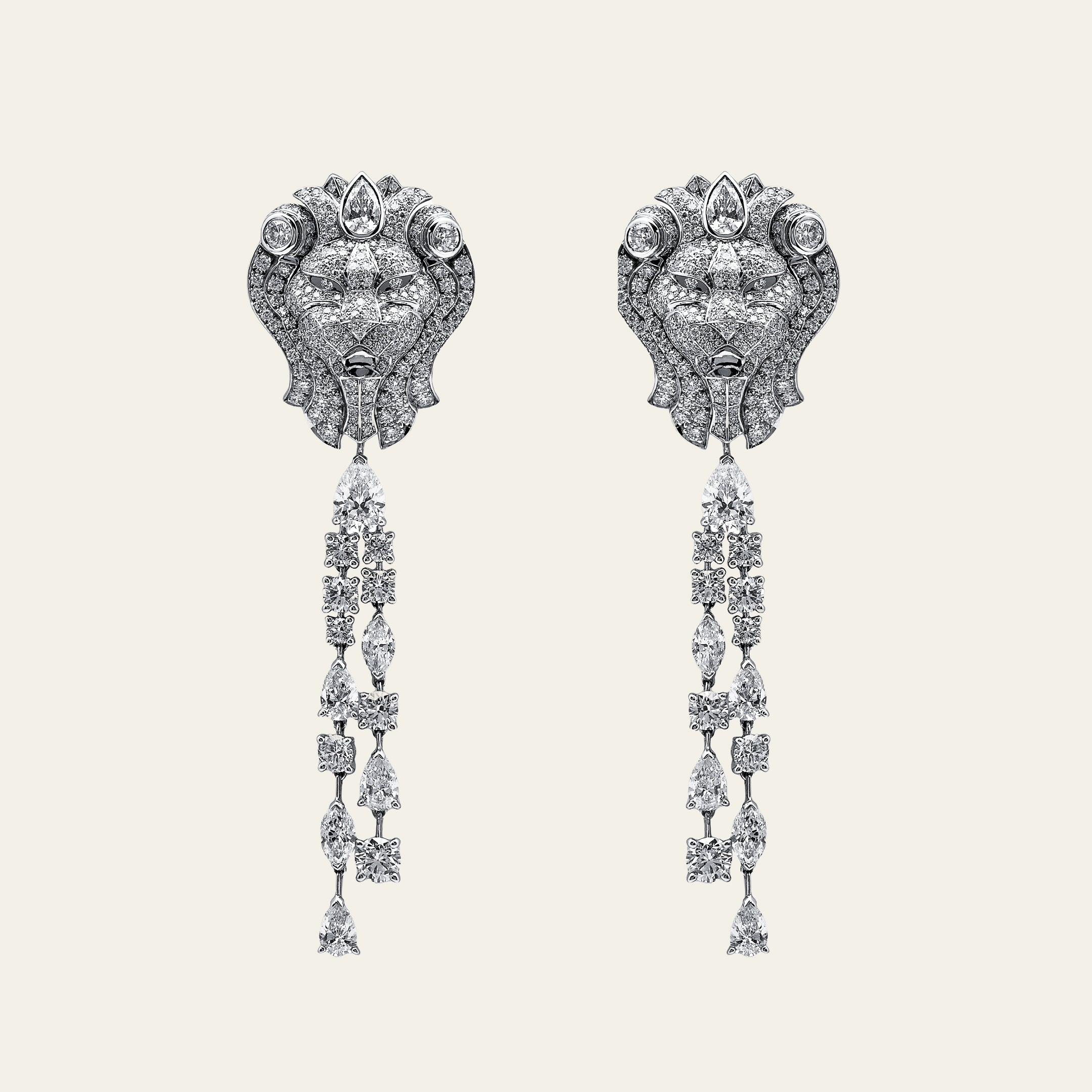 Chanel Lion Royal Earrings in White Gold and Diamonds J60875