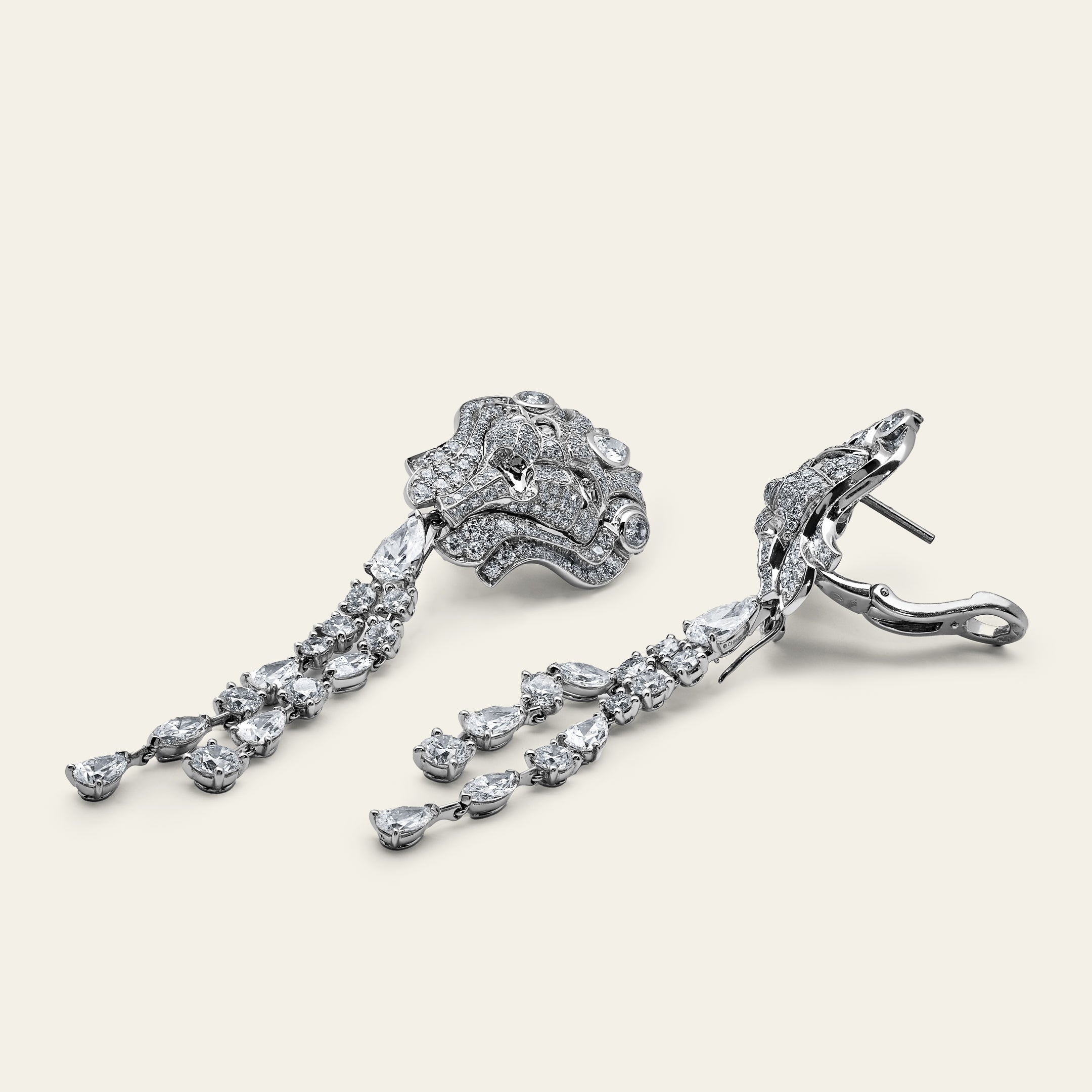 Chanel Lion Royal Earrings in White Gold and Diamonds J60875