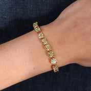 22 Carat Fancy Light Yellow Diamond Straight Line Bracelet in Yellow Gold