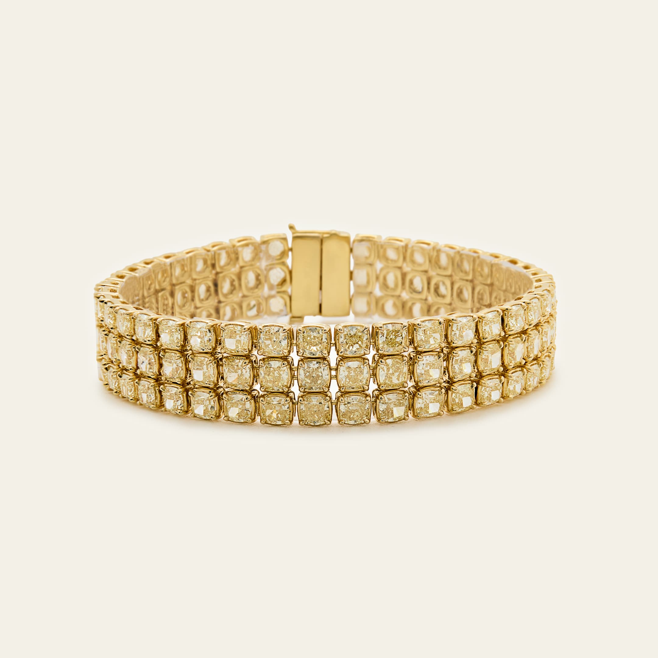 27 Carat Fancy Yellow Diamond Flexible Mesh Bracelet in Yellow Gold