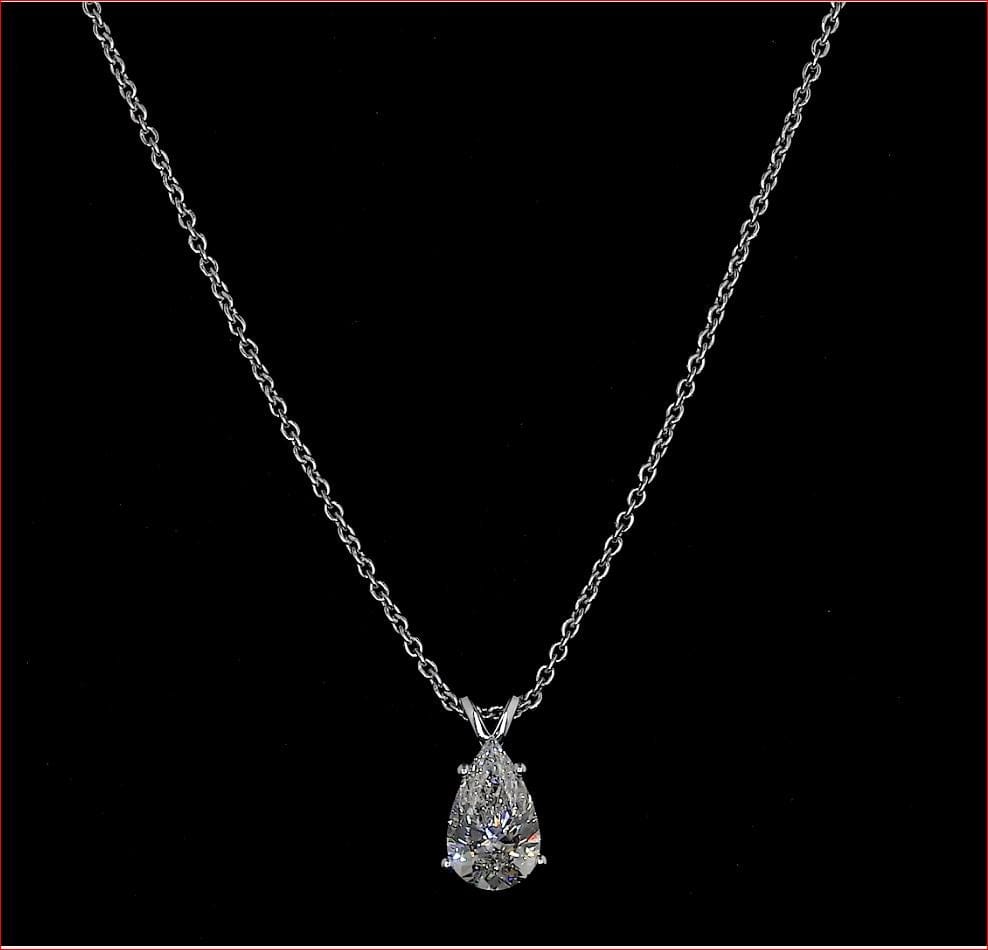 3.06 Carat Pear Lab Grown Diamond Necklace