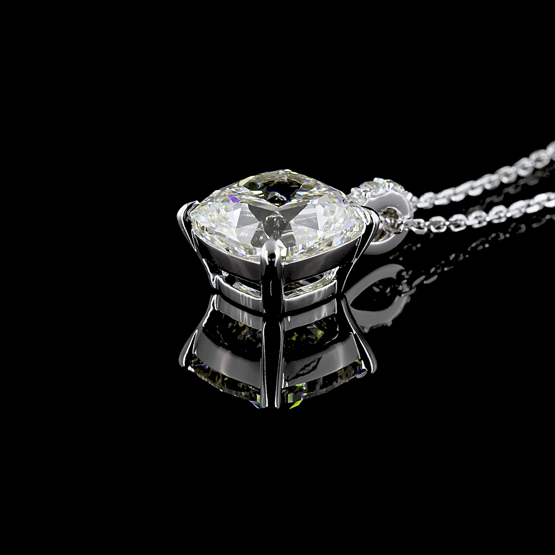 3.4 Carat White Gold Lab Cushion Modified Shape Pendant