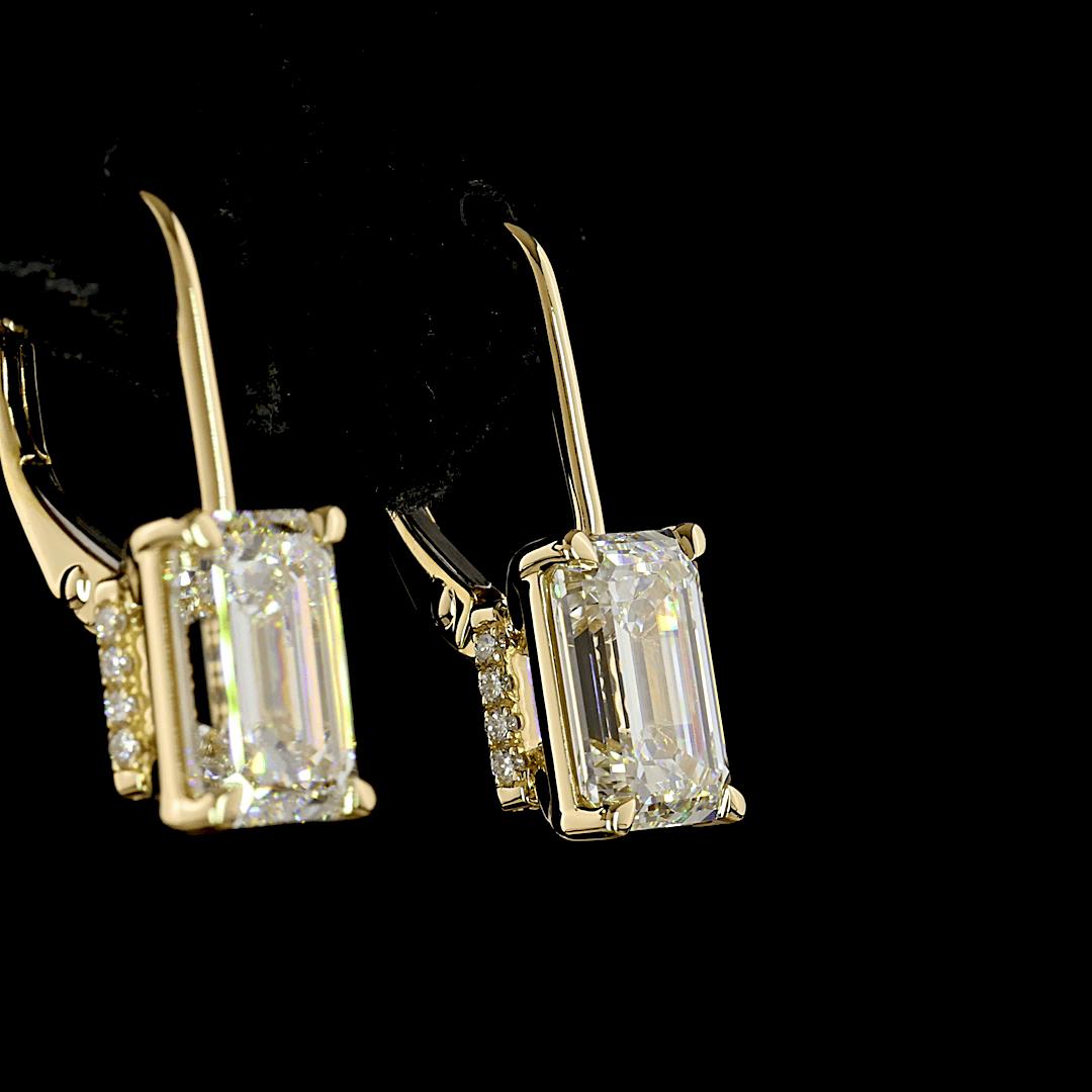 3 Carat Lab Emerald-Cut Diamond Hanging Earring