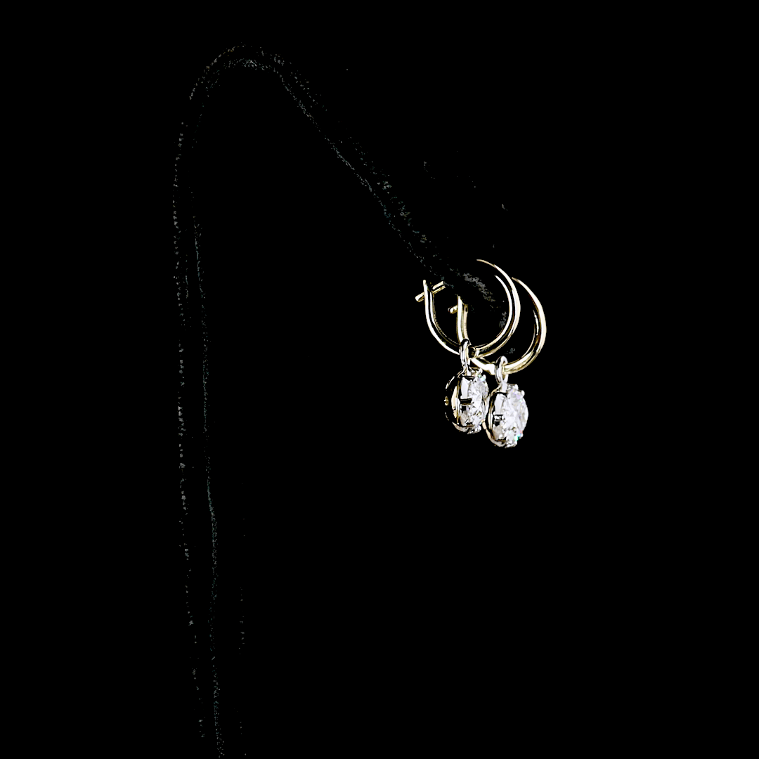3 Carat Lab Oval Diamond Hanging Earring