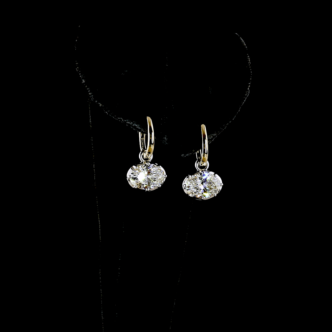 3 Carat Lab Oval Diamond Hanging Earring
