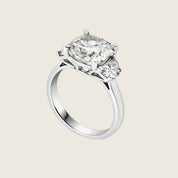 Custom Three-Stone Cushion Cut Platinum Engagement Ring