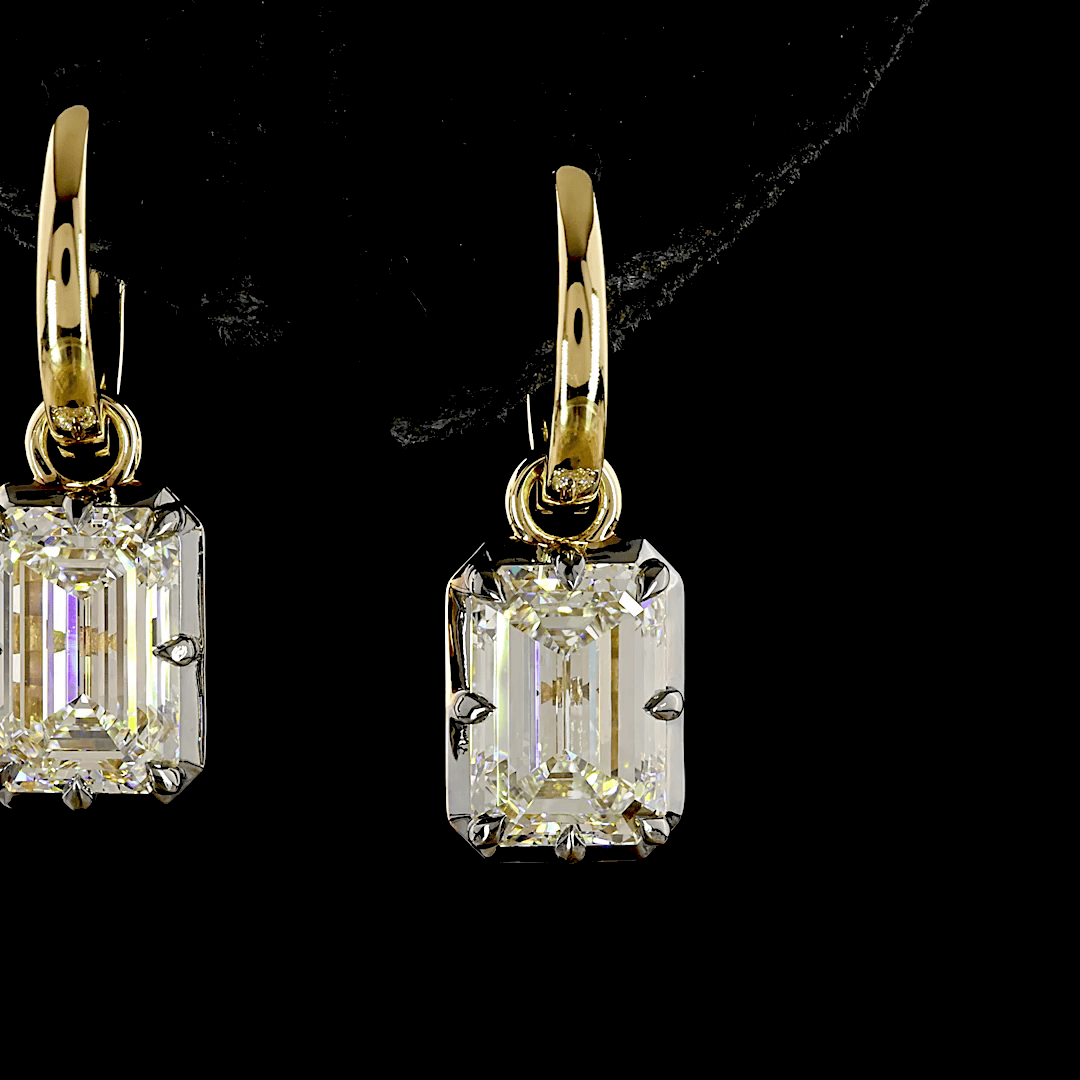 4.12 Carat Emerald Shape Hanging Earrings