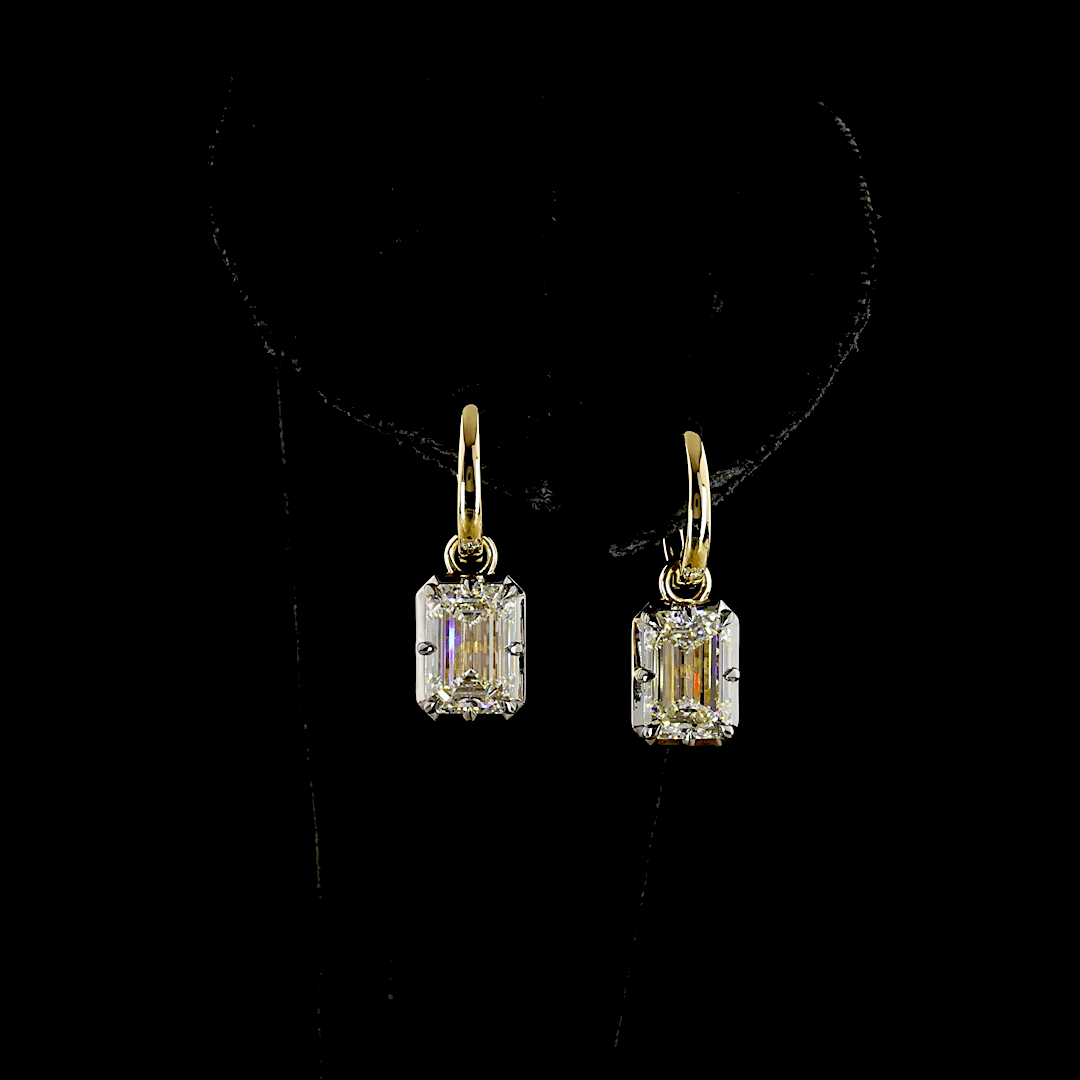 4.12 Carat Emerald Shape Hanging Earrings