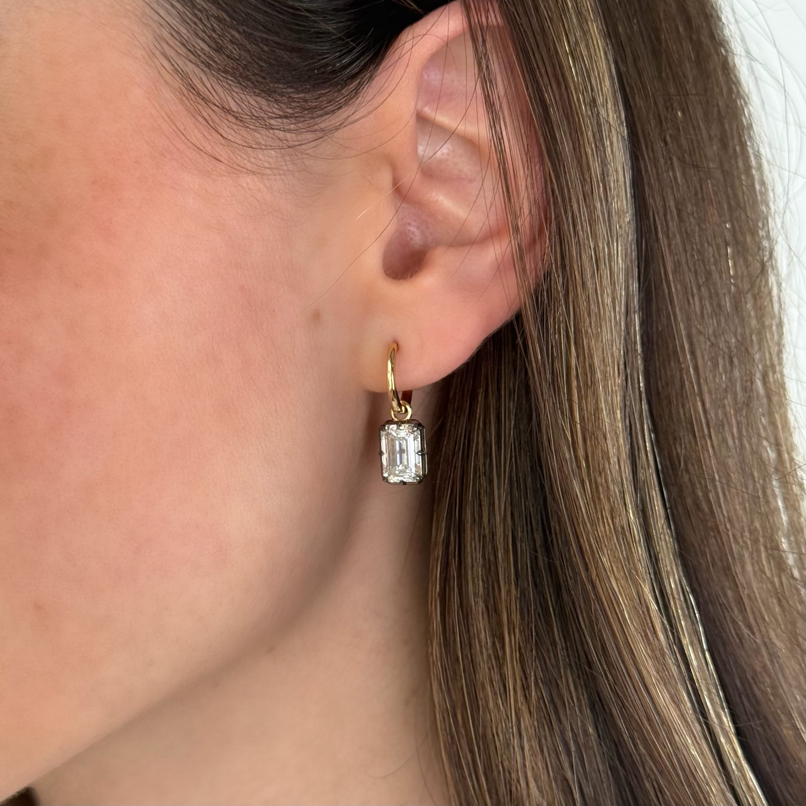 4.12 Carat Emerald Shape Hanging Earrings
