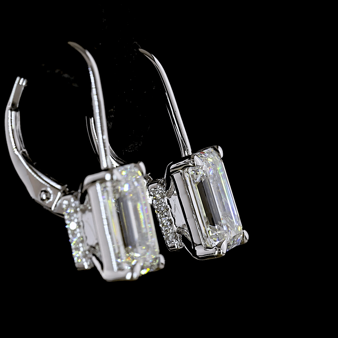 4.2 Carat Lab Emerald Cut Diamond Hanging Earring
