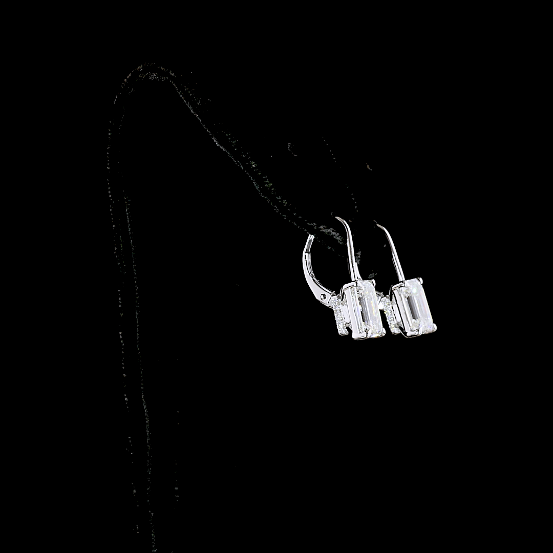 4.2 Carat Lab Emerald Cut Diamond Hanging Earring