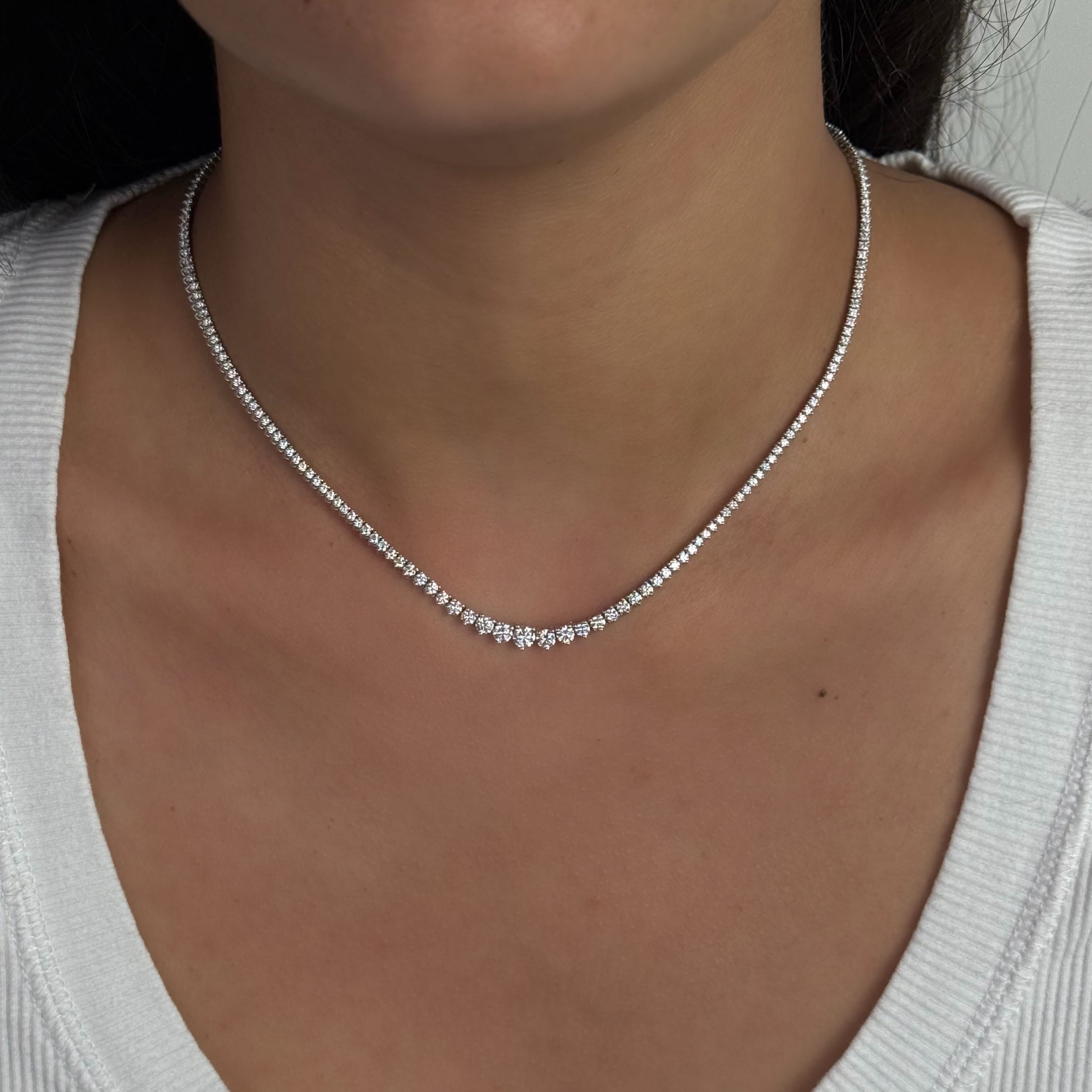 4.6 Carat Graduating Diamond Tennis Necklace in White Gold
