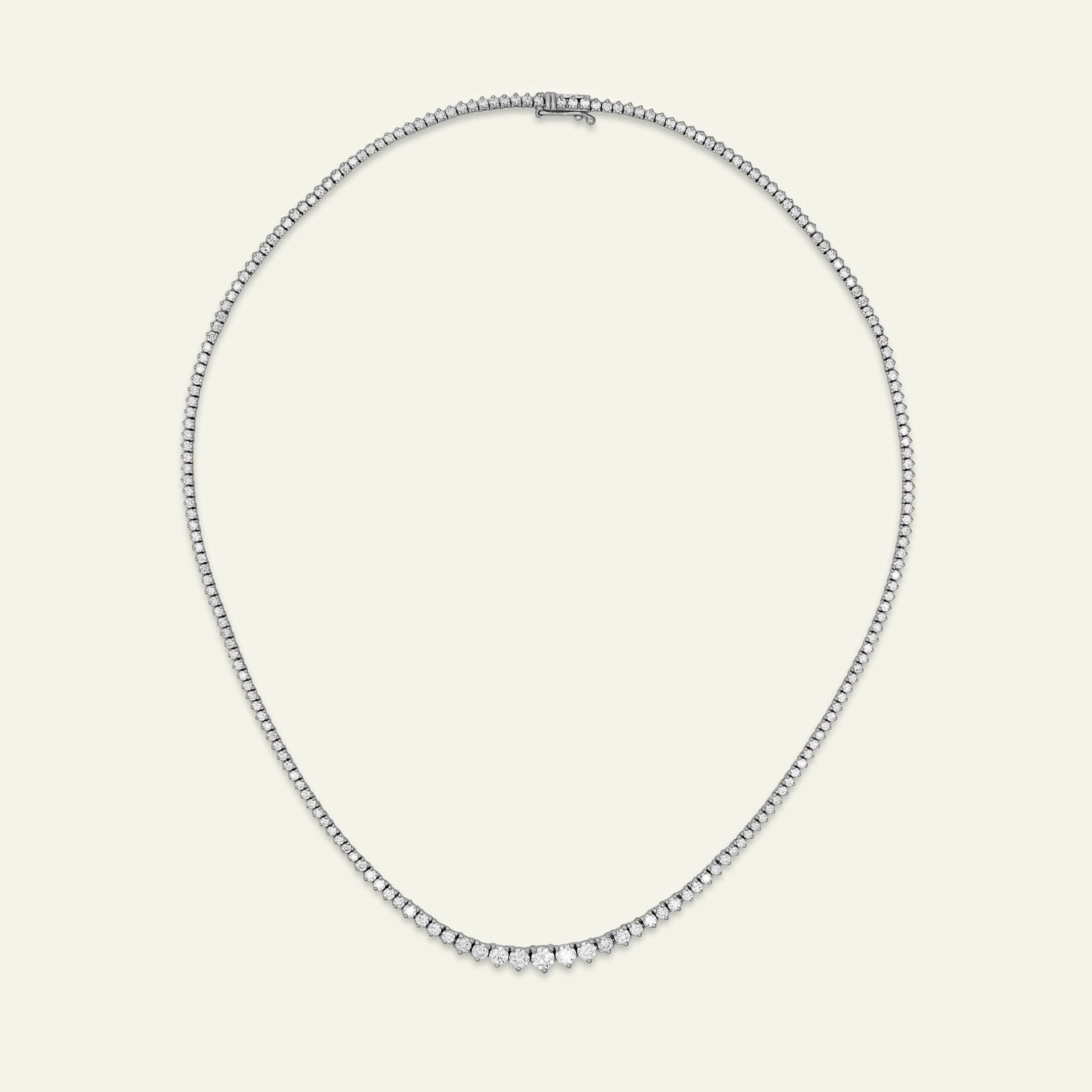 4.6 Carat Graduating Diamond Tennis Necklace in White Gold