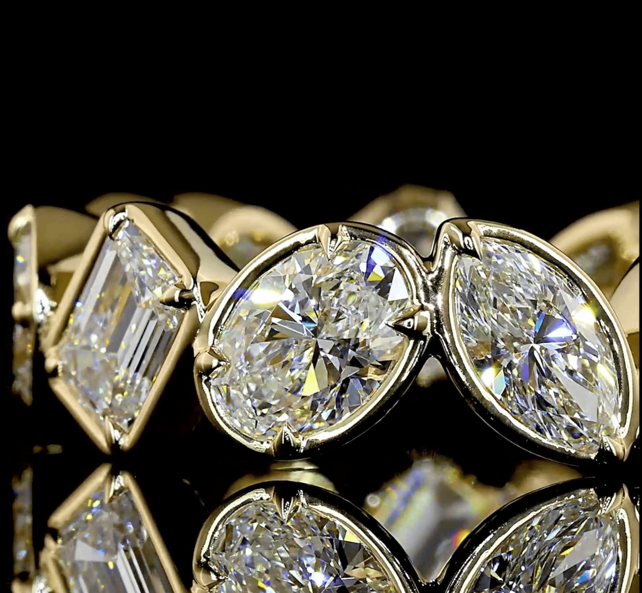 4.6 Carat Yellow Gold Lab Grown Mix Shape Eternity Ring
