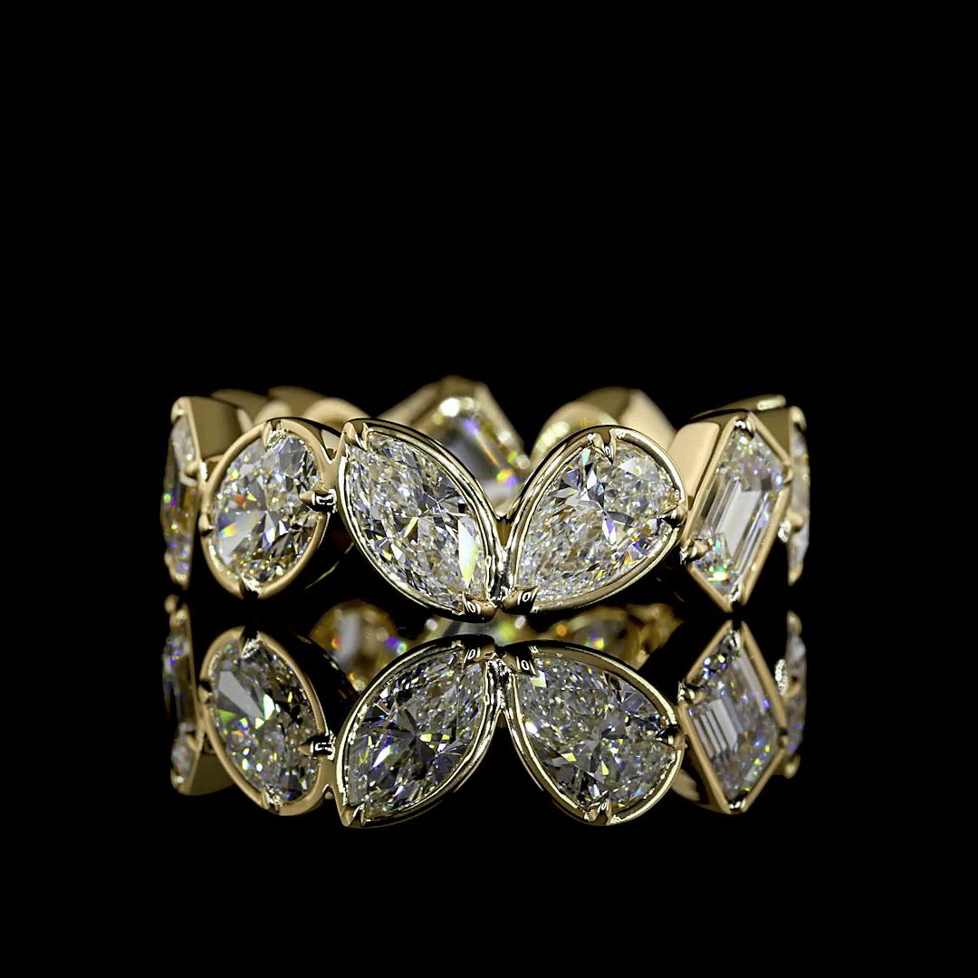 4.6 Carat Yellow Gold Lab Grown Mix Shape Eternity Ring