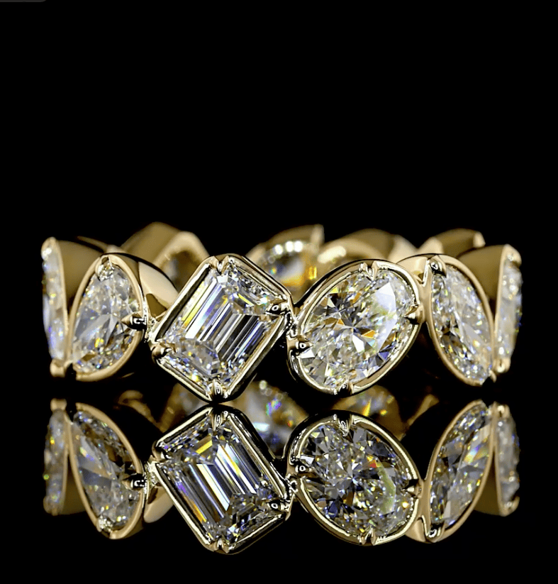 4.6 Carat Yellow Gold Lab Grown Mix Shape Eternity Ring