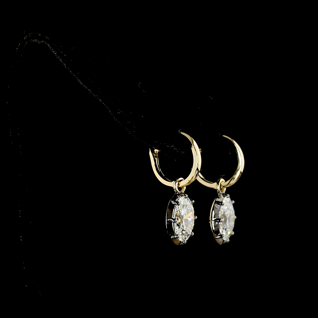 4 Carat Lab Oval Shape Diamond Hanging Earring
