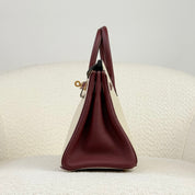 Hermès Craie and Rouge H Birkin 25 Togo Brushed Gold Hardware HSS