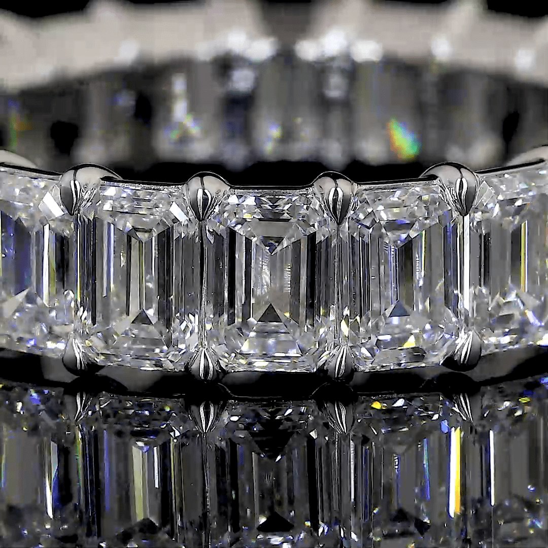 9.44 Carat Emerald Lab Grown Diamond Eternity Ring