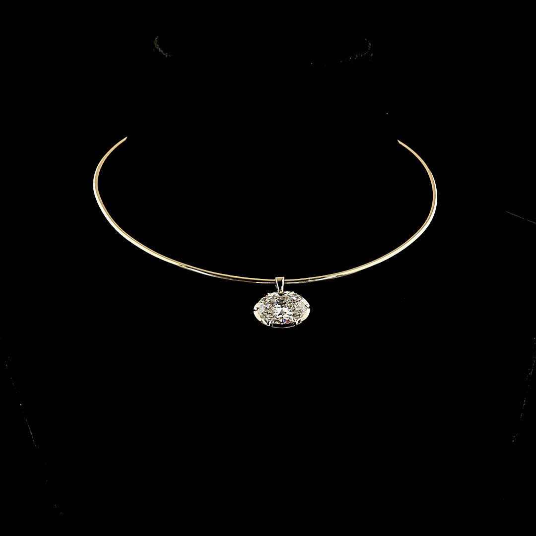 9 Carat Lab Oval Diamond Solitaire Pendant