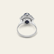 Platinum Antique Sapphire and Diamond Ring