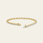 5.48 Carat Pear-Shaped Diamond Yellow Gold Tennis Bracelet