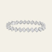 Angled-Set Emerald Cut Diamond Tennis Bracelet