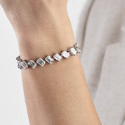 Angled-Set Emerald Cut Diamond Tennis Bracelet