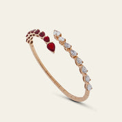 Diamond and Ruby Bypass Cuff Bracelet