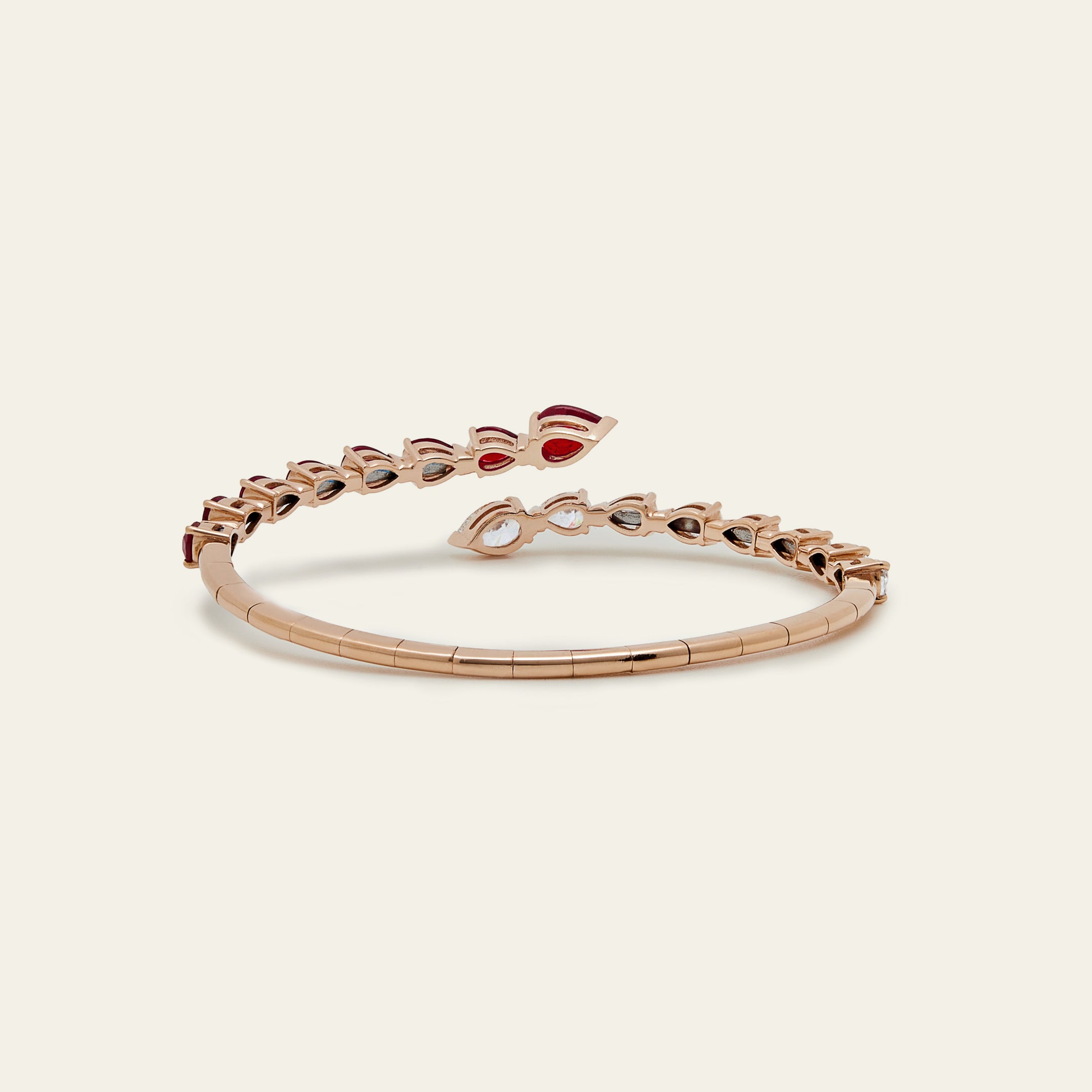 Diamond and Ruby Bypass Cuff Bracelet