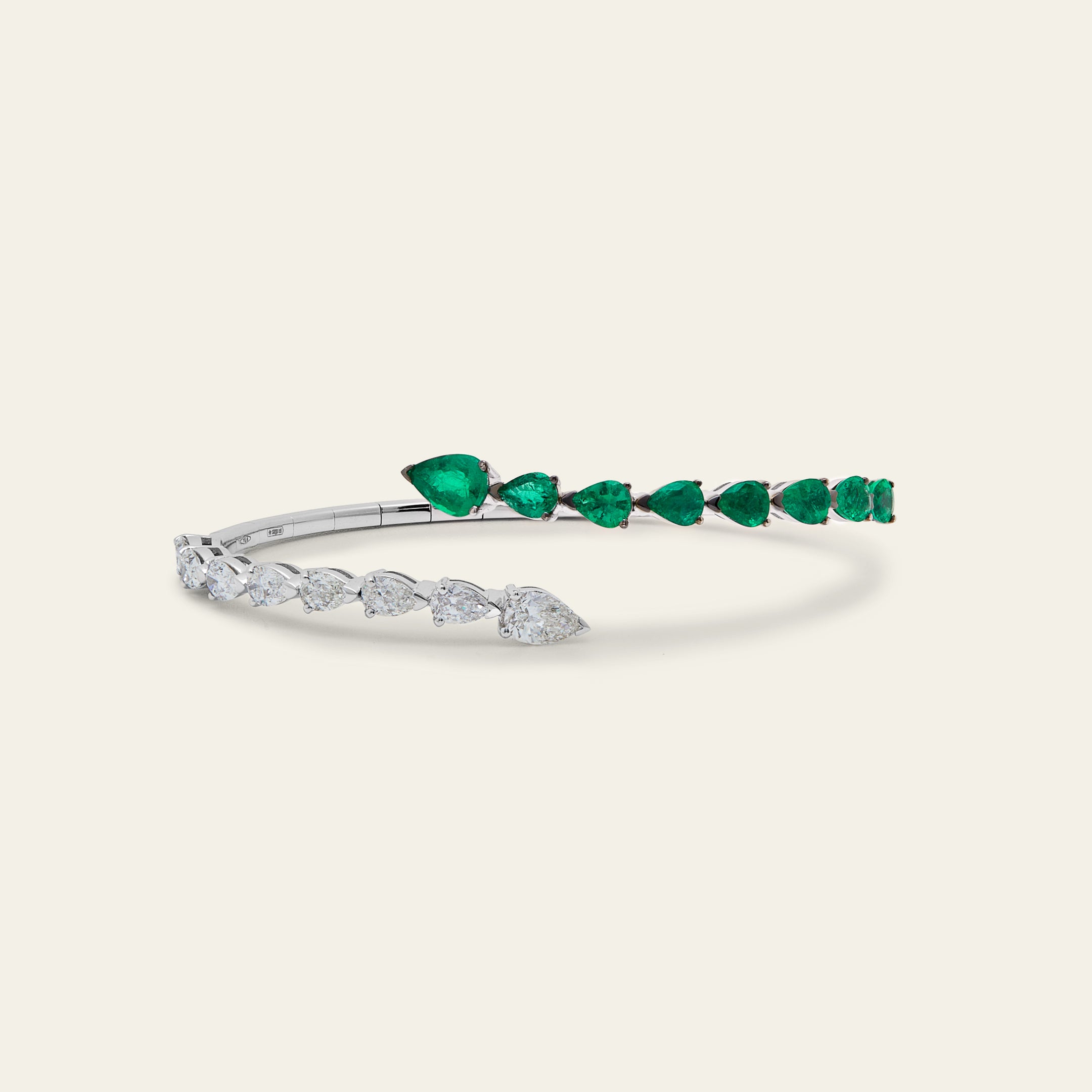 Diamond and Emerald Bypass Cuff Bracelet