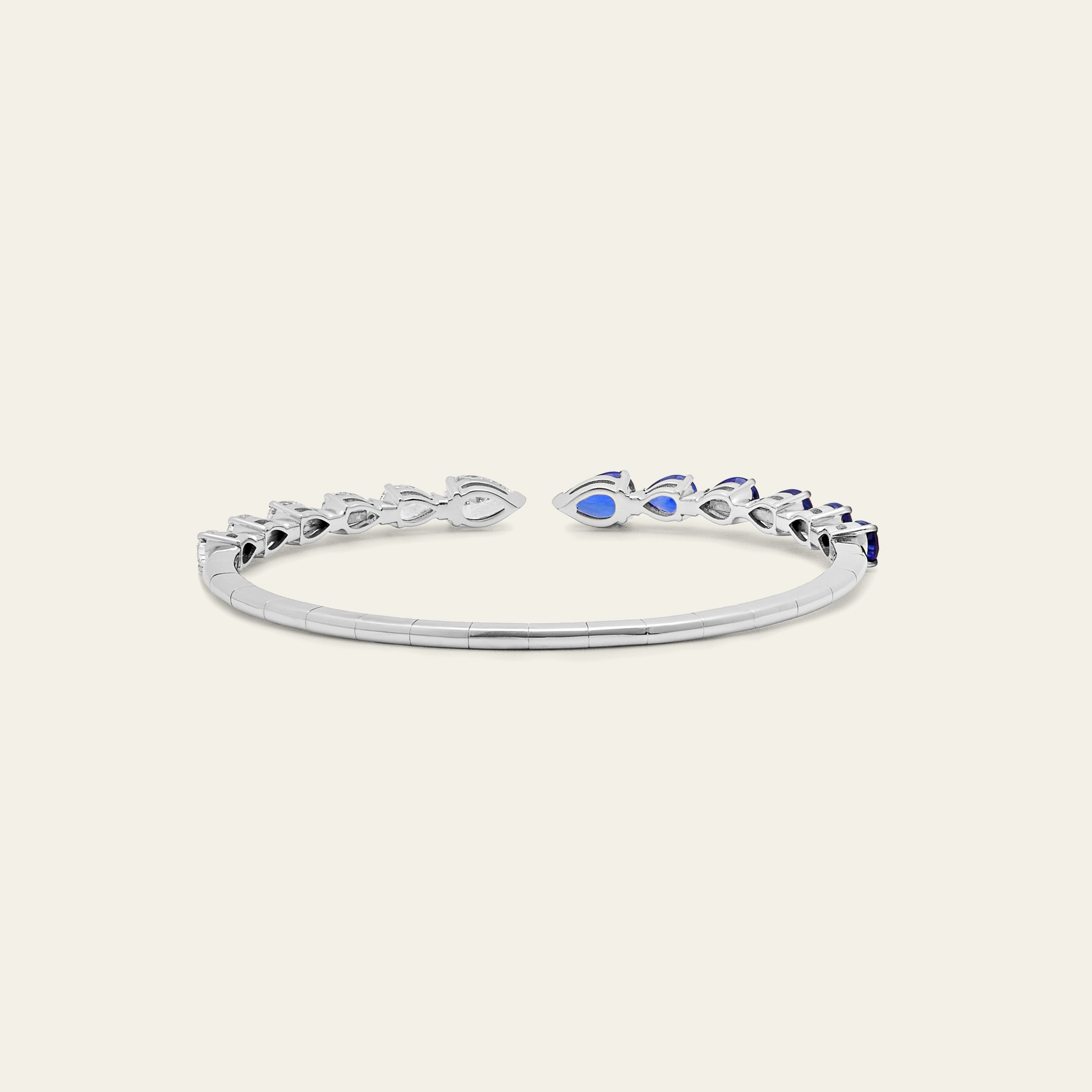 Pear-Shaped Diamond and Blue Sapphire Cuff Bracelet