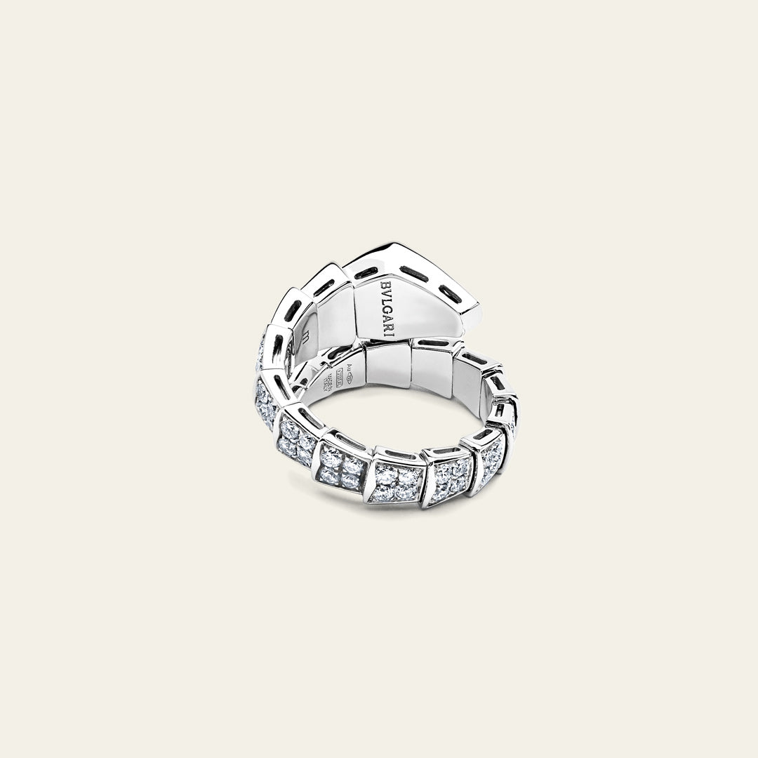 BVLGARI Serpenti Viper Ring One-Coil White Gold Full Pavé Diamond Set 345223