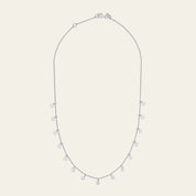 Dangling Rose-Cut Diamond Tennis Necklace in White Gold