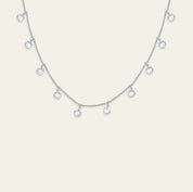 Dangling Rose-Cut Diamond Tennis Necklace in White Gold