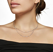 Floating Diamond Trio Tennis Necklace in White Gold