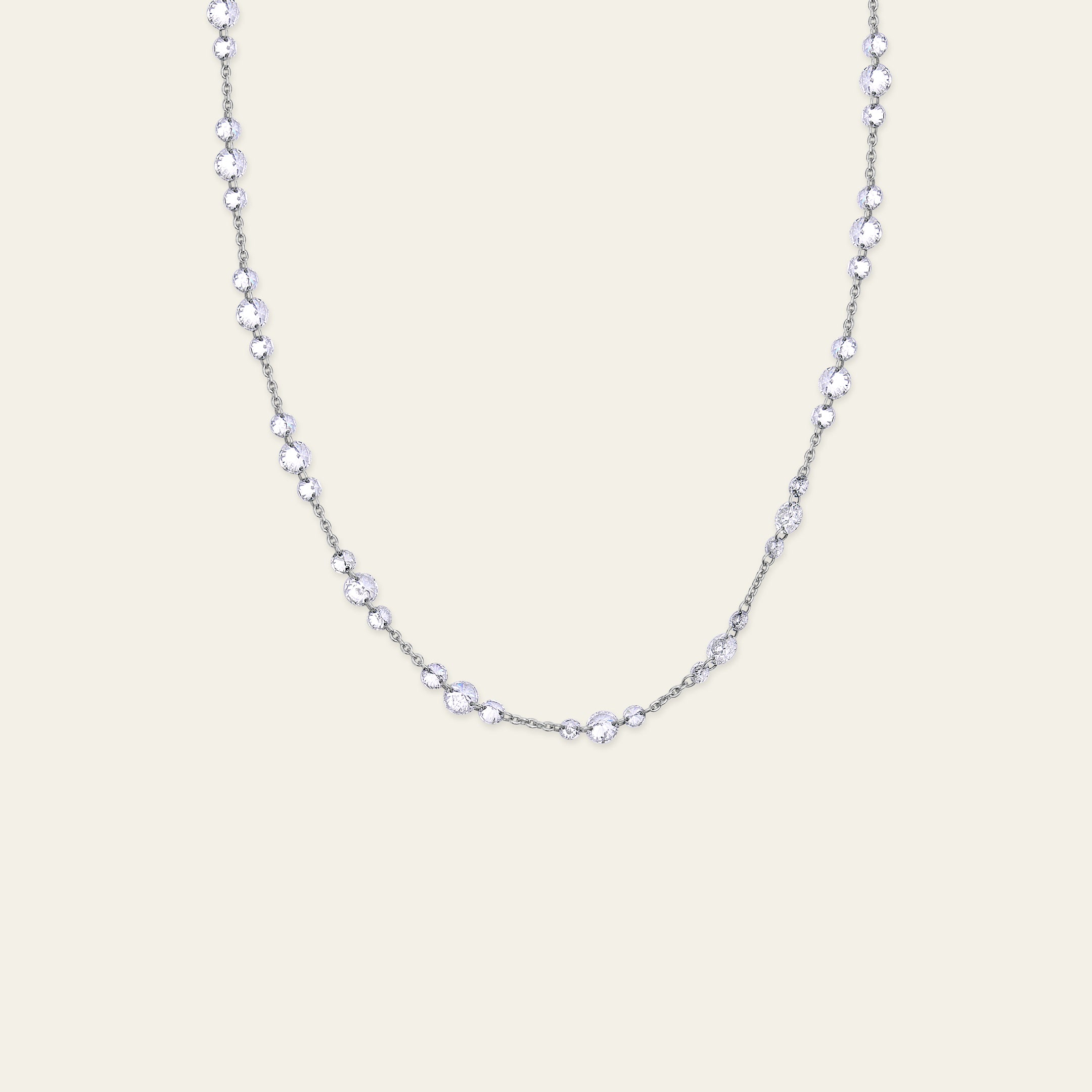 Floating Diamond Trio Tennis Necklace in White Gold