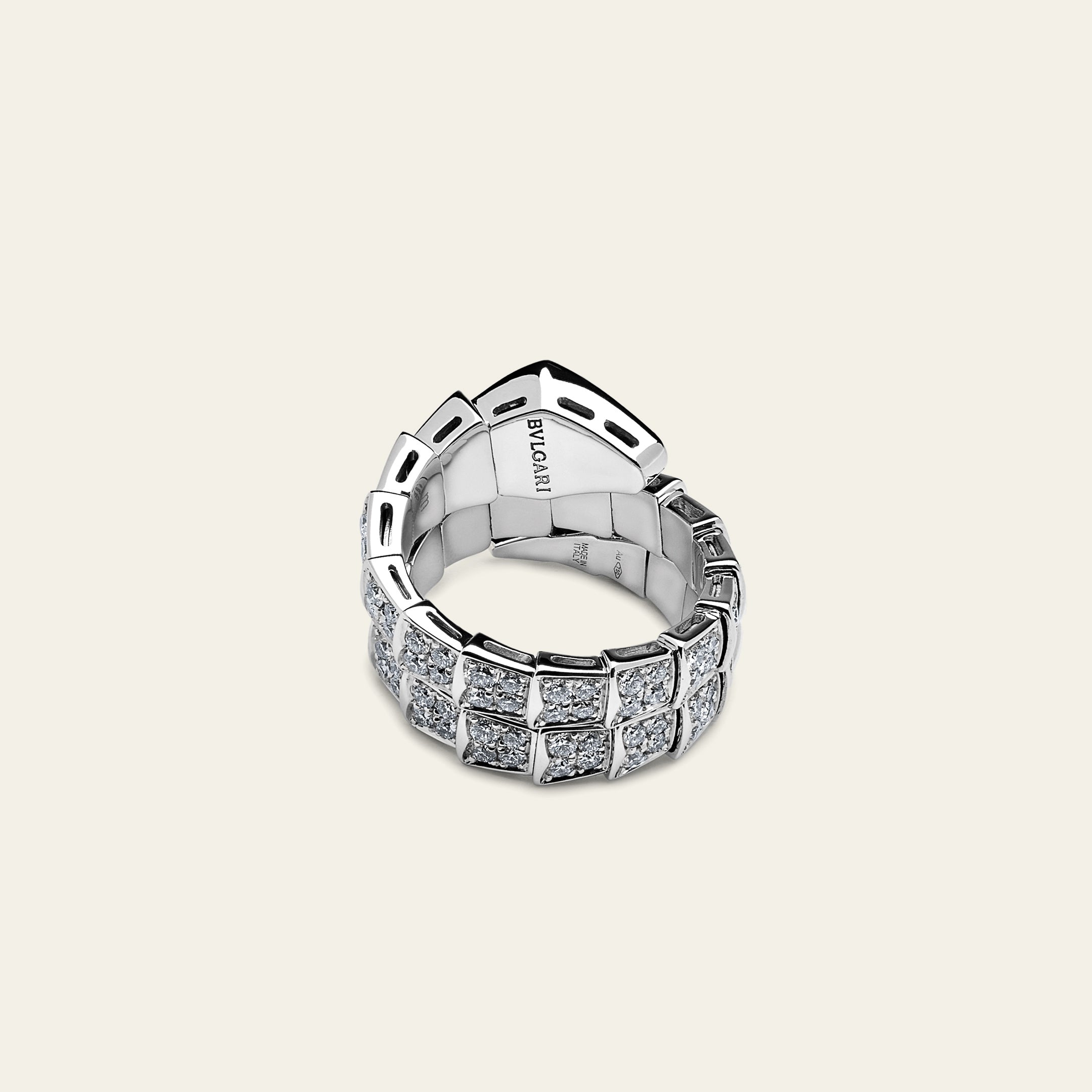 BVLGARI Serpenti Viper Two-Coil Ring White Gold Pavé Diamond 345226