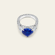 Graff Platinum Heart Shape Blue Sapphire and Diamond Promise Ring