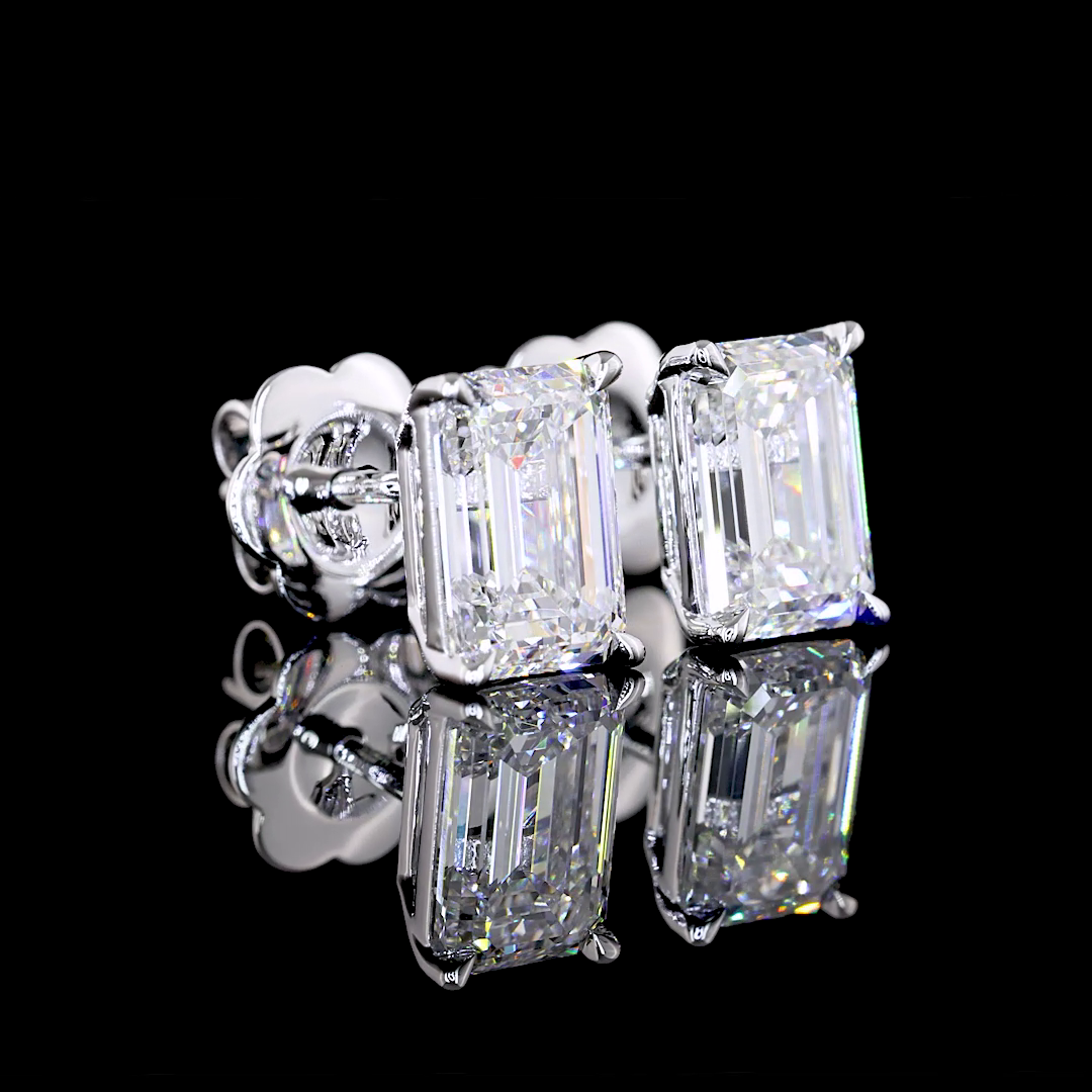 2.51 Carat Emerald Lab Grown Diamond Stud Earrings