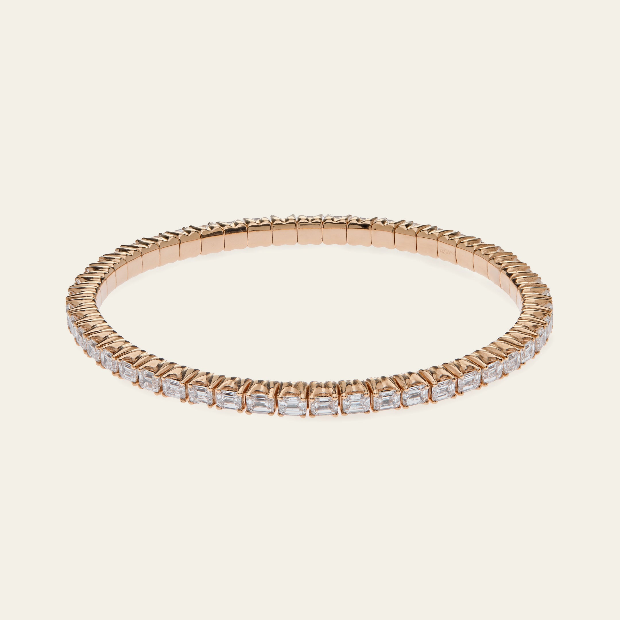 Emerald Cut Diamond Stretch Rose Gold Bracelet