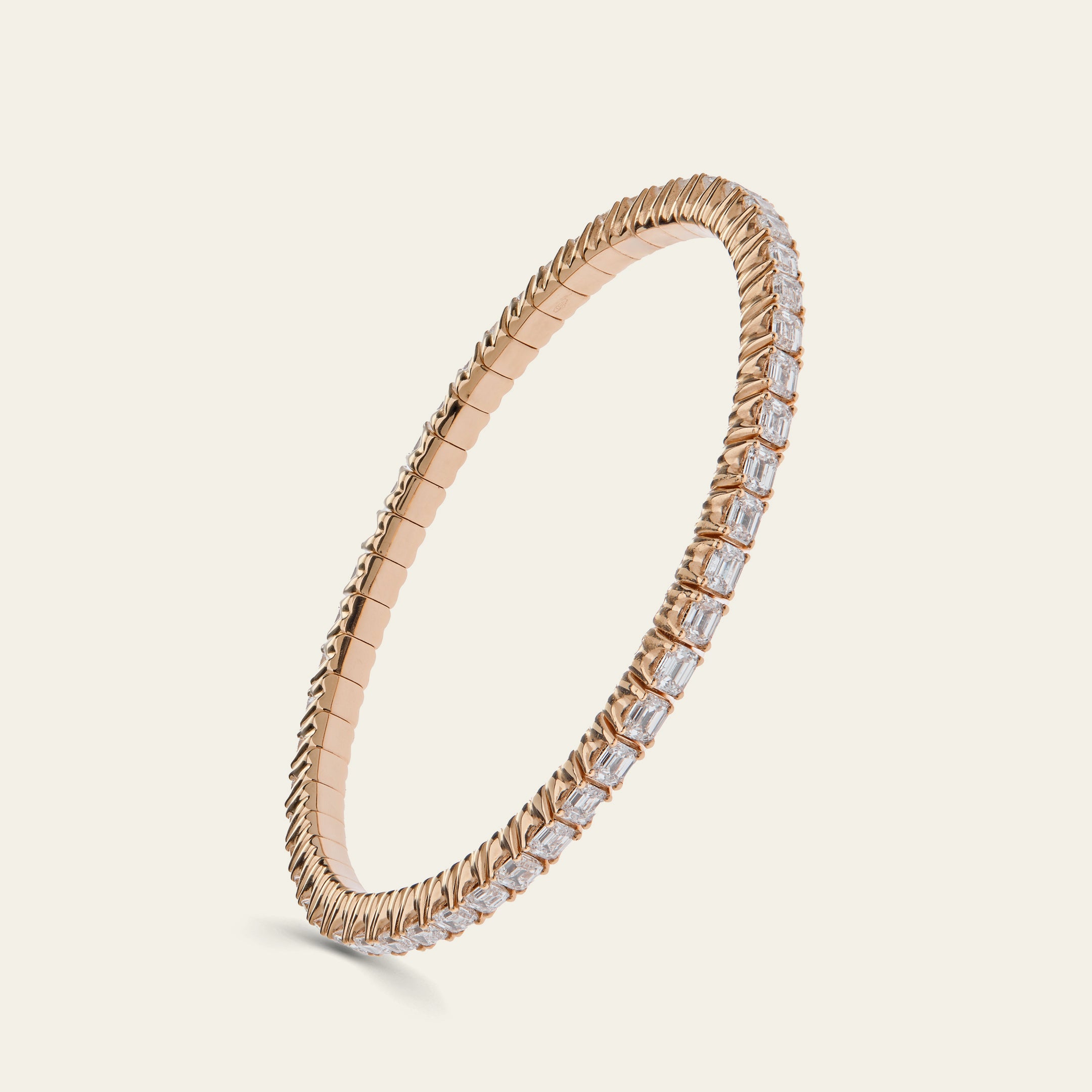 Emerald Cut Diamond Stretch Rose Gold Bracelet