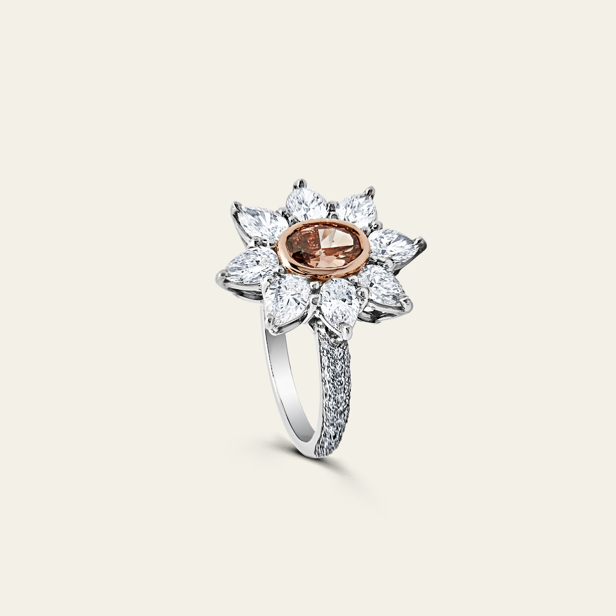 Fancy Orange Diamond Oval Cut Ring