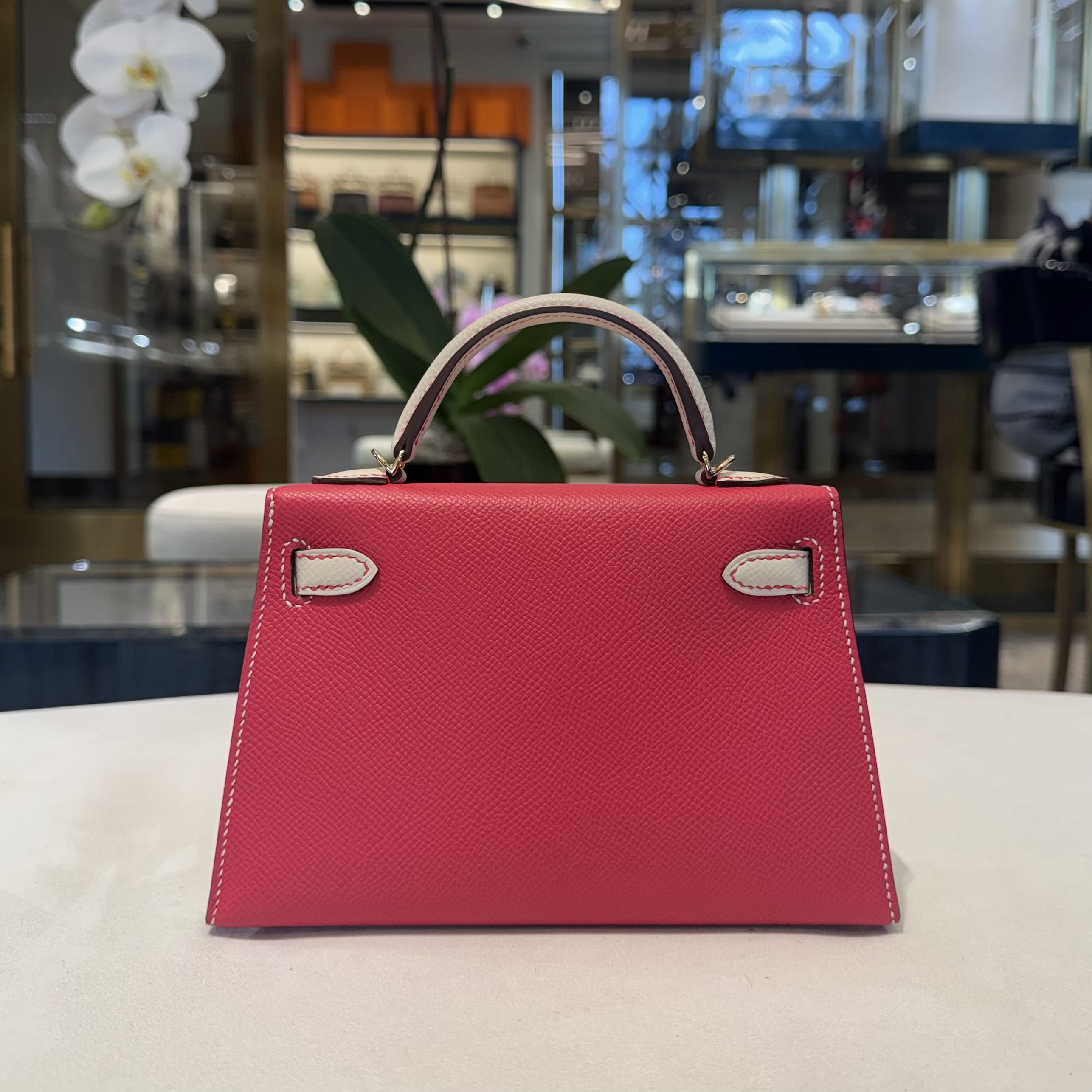 Hermès Framboise and Nata Mini Kelly Sellier 20 Epsom Permabrass hardware HSS