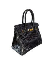 Hermès Birkin 30 Crocodile Graphite Gold Hardware